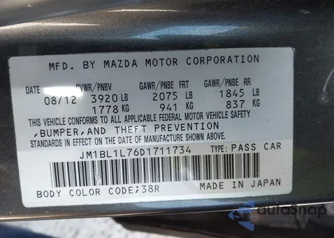 2013 Mazda Mazda3 I Touring from USA, damaged, VIN JM1BL1L76D1711734